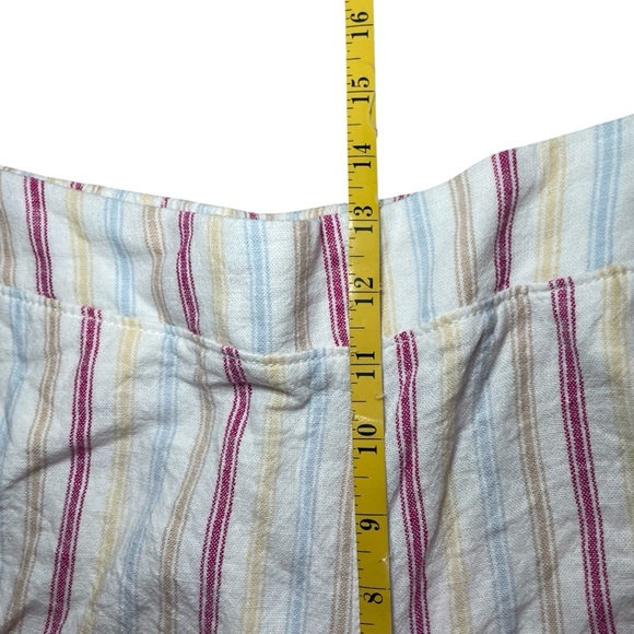 Gap Linen Blend Shorts Womens XL Striped Yellow Pink Blue High Rise Beach Boho - Picture 4 of 8